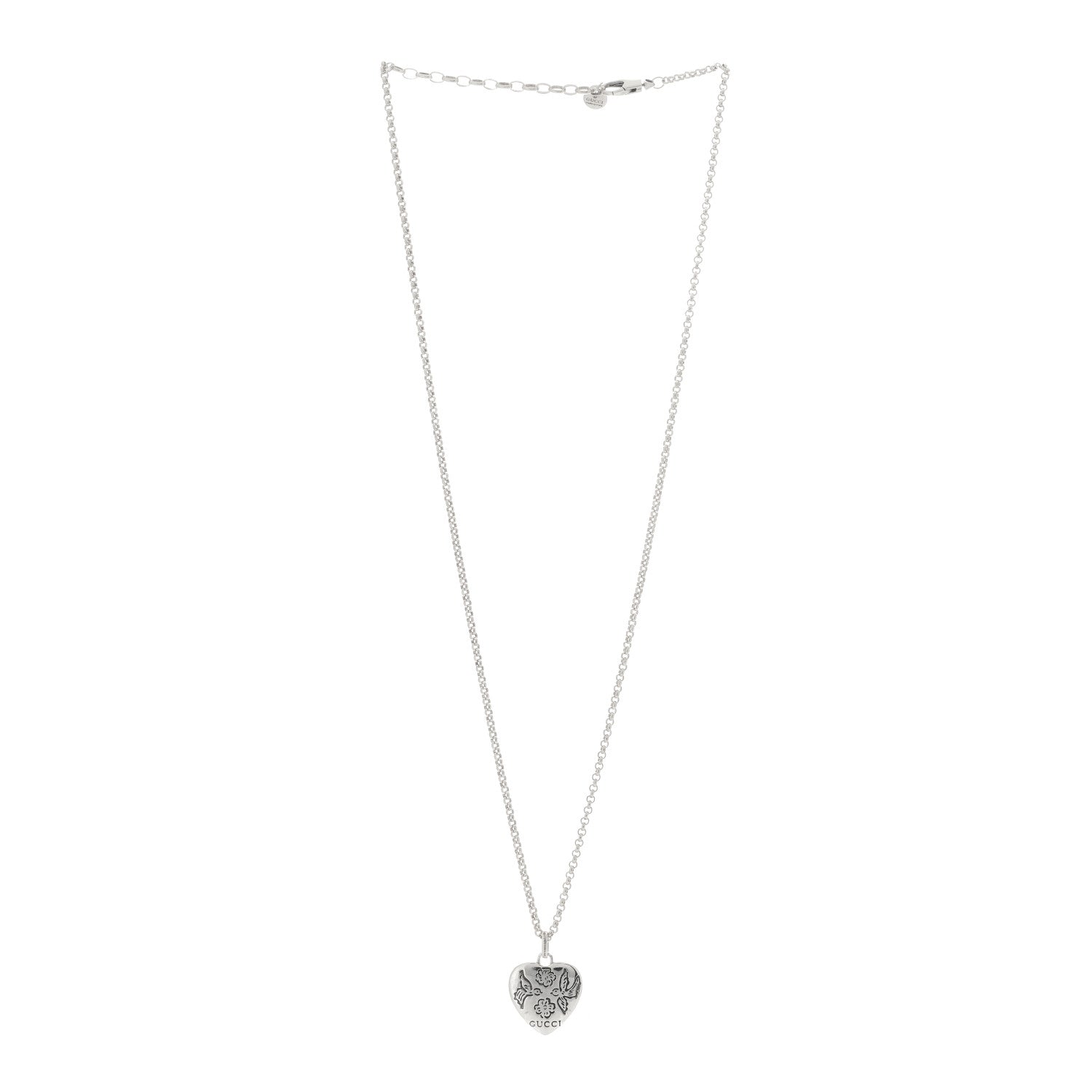 Gucci Sterling Silver Blind for Love Heart Pendant Necklace 3 of 6