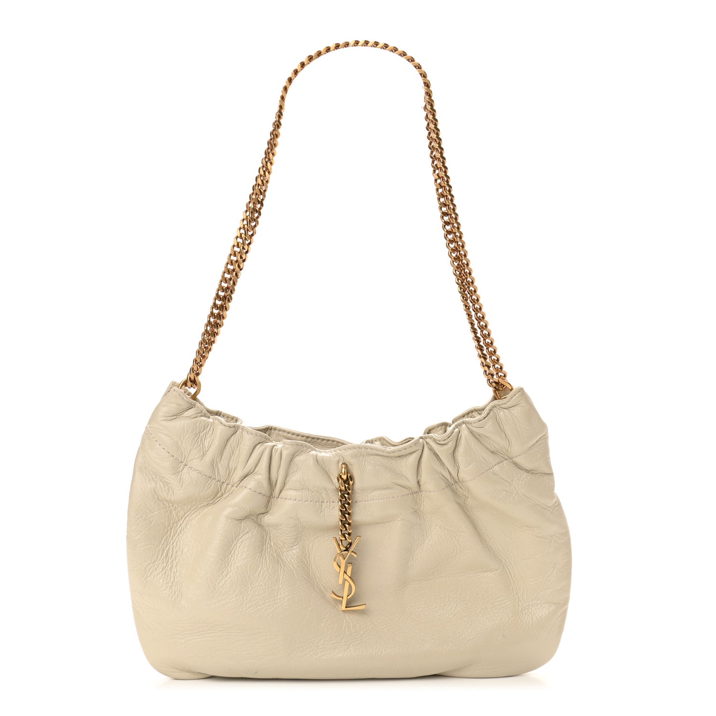 Calfskin Pac Pac Ruched Hobo Winter White