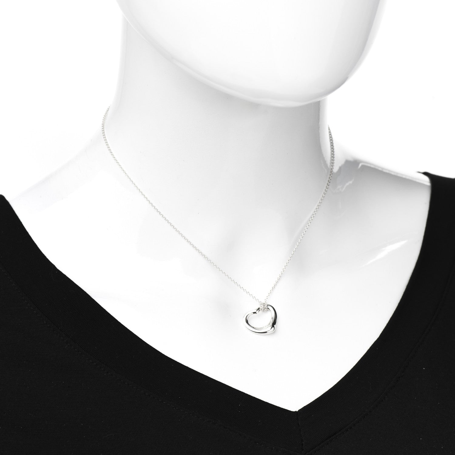 Tiffany Sterling Silver 16mm Elsa Peretti Open Heart Pendant Necklace 2 of 6