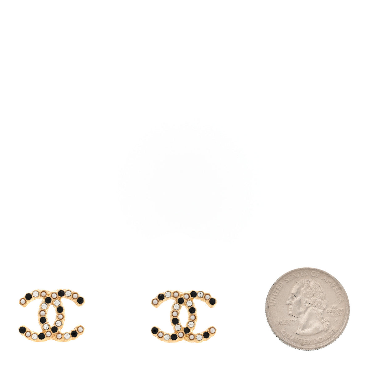Chanel Resin Pearl CC Earrings Gold Black 2 of 5