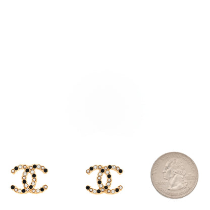 Chanel Resin Pearl CC Earrings Gold Black 2 of 5