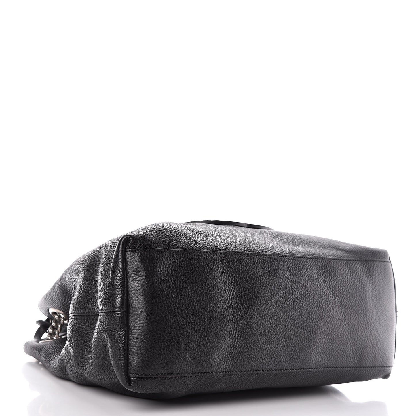Pebbled Calfskin Studded Medium Soho Chain Shoulder Bag Black