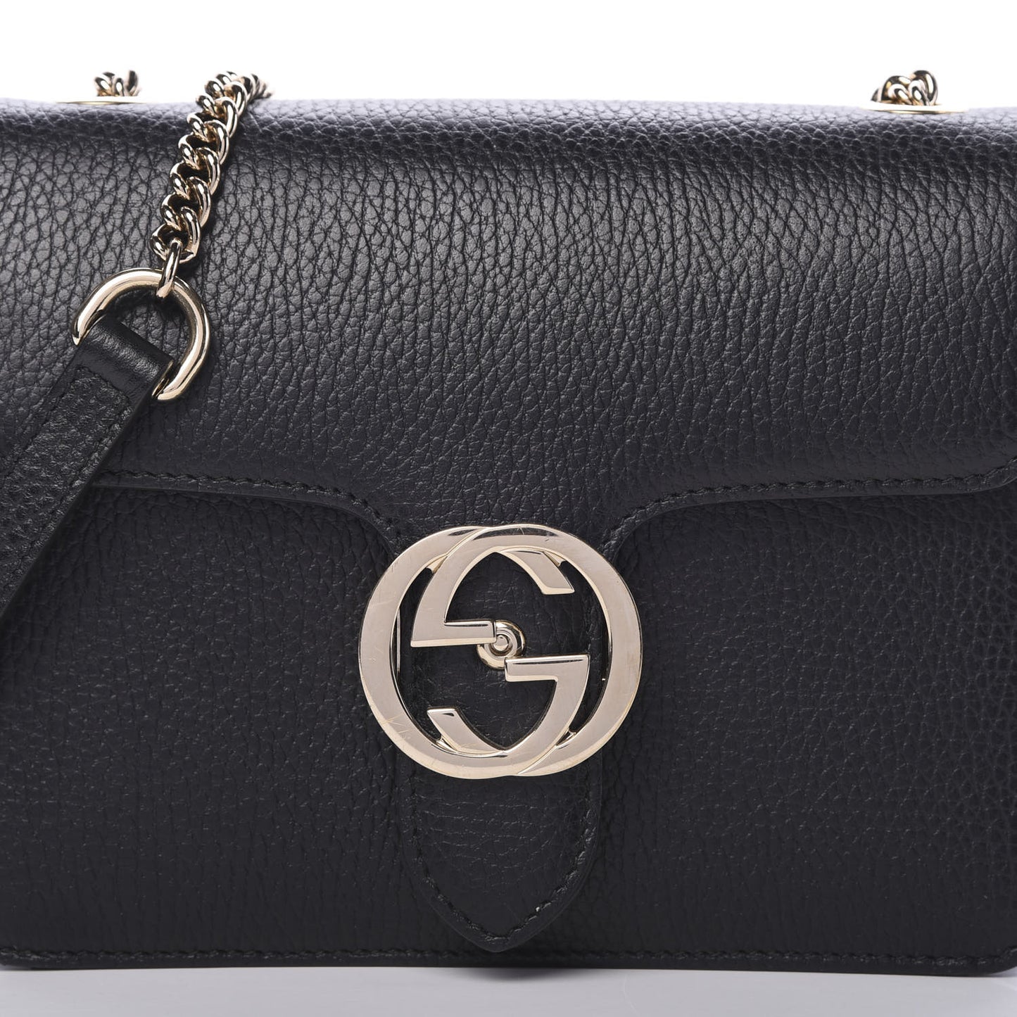 Dollar Calfskin Small Interlocking G Shoulder Bag Black