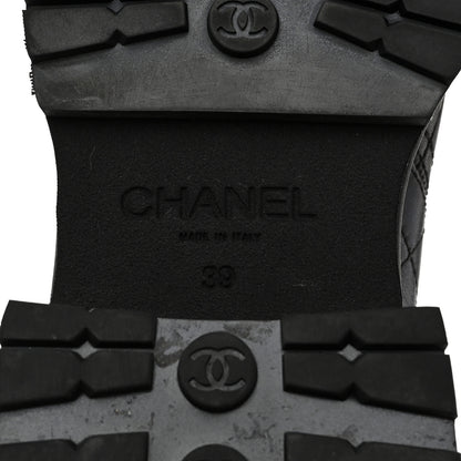 Chanel Calfskin Patent Cap Toe Quilted Short Boots 39 Black 9 of 9