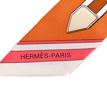 Hermes Silk Grand Tralala Twilly Creme Roux Corail 2 of 4