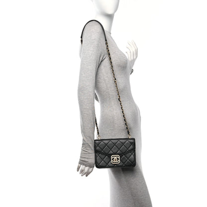 Chanel Calfskin Strass Quilted Flap Black 2 of 10
