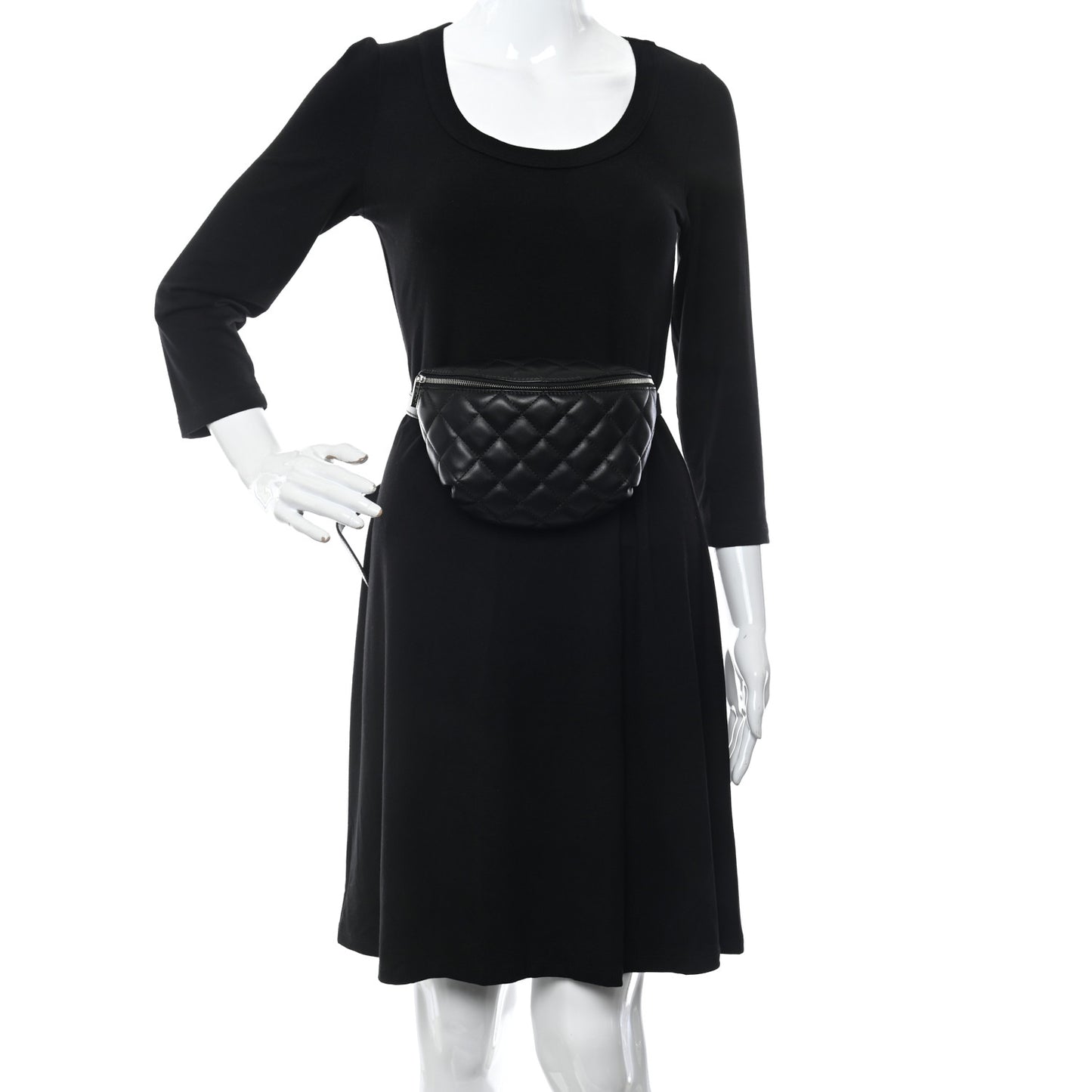 Lambskin Quilted Waist Belt Bag Black