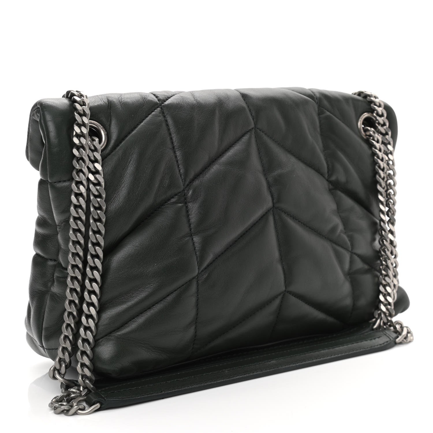 Saint Laurent Lambskin Quilted Small Loulou Puffer Monogram Chain Satchel Concrete 3 of 13