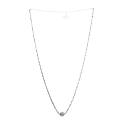 David Yurman Sterling Silver 18K White Gold Diamond Pave Ball Pendant Necklace 3 of 6