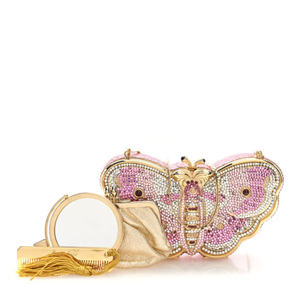 Judith Leiber Crystal Butterfly Celestrina Minaudiere Clutch Gold Pink 3 of 10