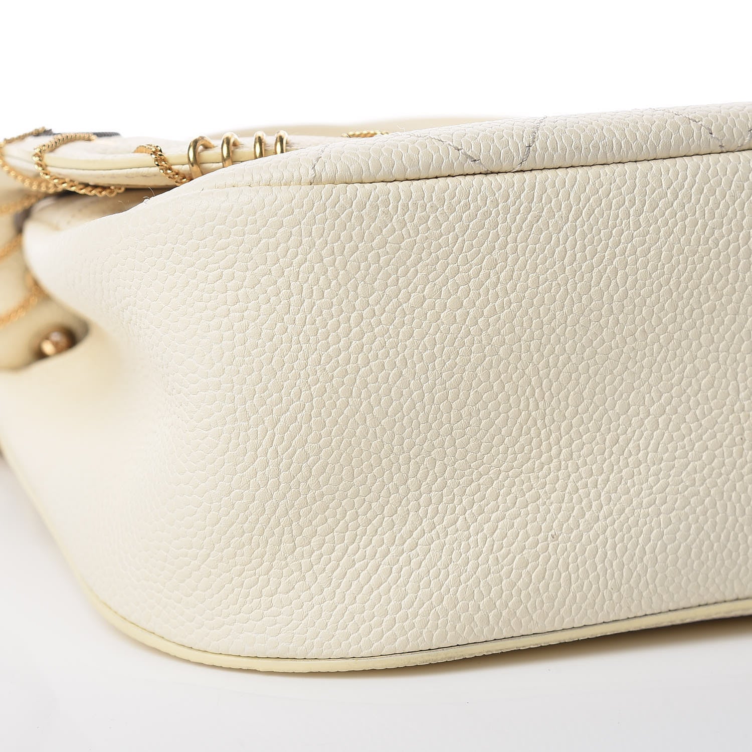 Chanel Caviar Quilted Grommet Embellished Piercing Chic Flap Bag Ivory 9 of 10