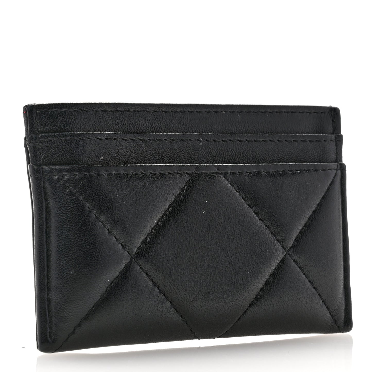 Lambskin Quilted Chanel 19 Card Holder Black
