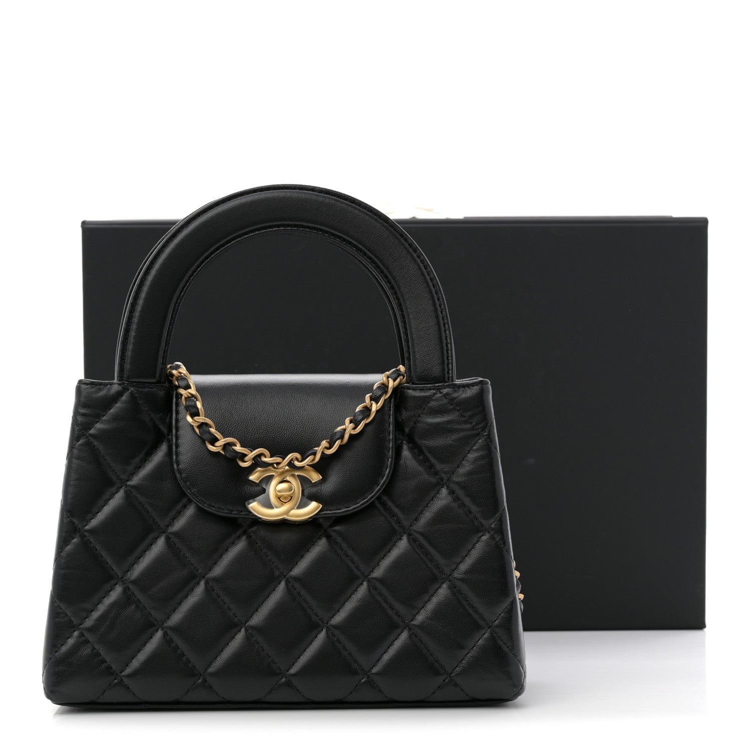Chanel Shiny Aged Calfskin Quilted Nano Kelly Shopper Black 11 of 11