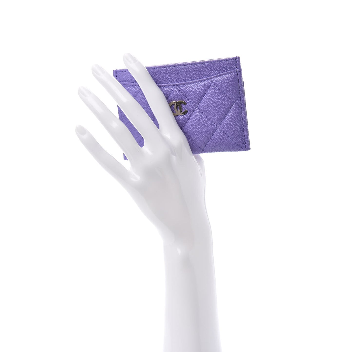 Caviar Quilted Card Holder Purple