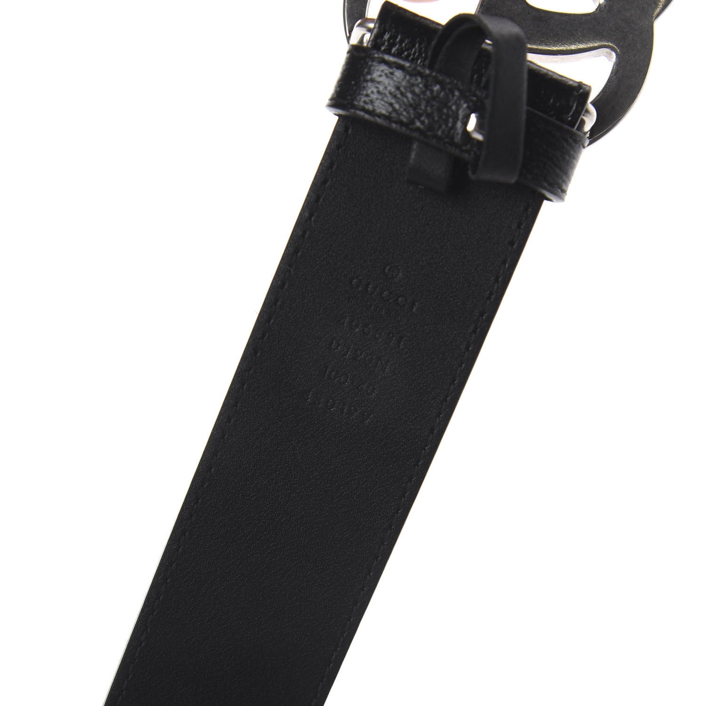 Textured Dollar Calfskin Nickel Double G 40mm Belt 100 40 Black