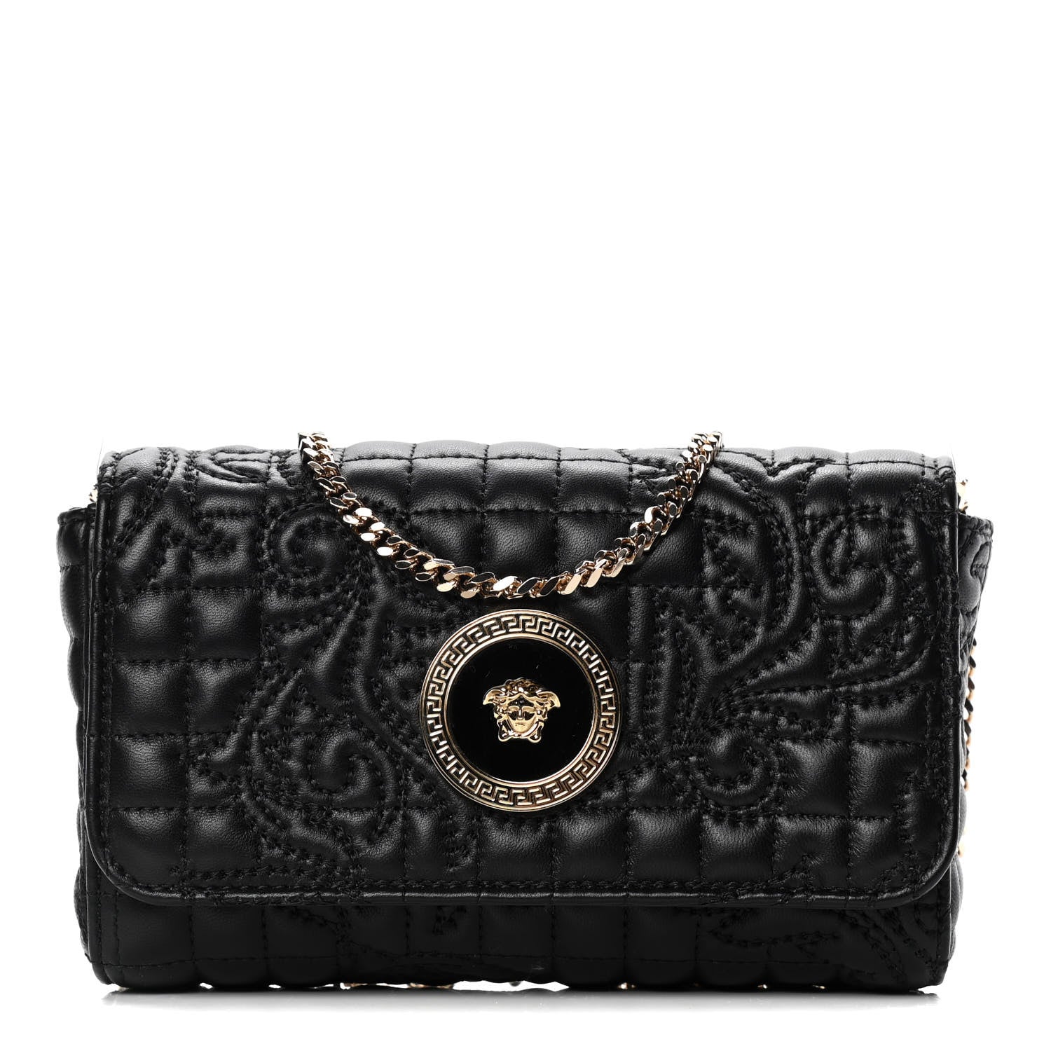 Versace Nappa Barocco Quilted Vanitas Crossbody Black 1 of 9