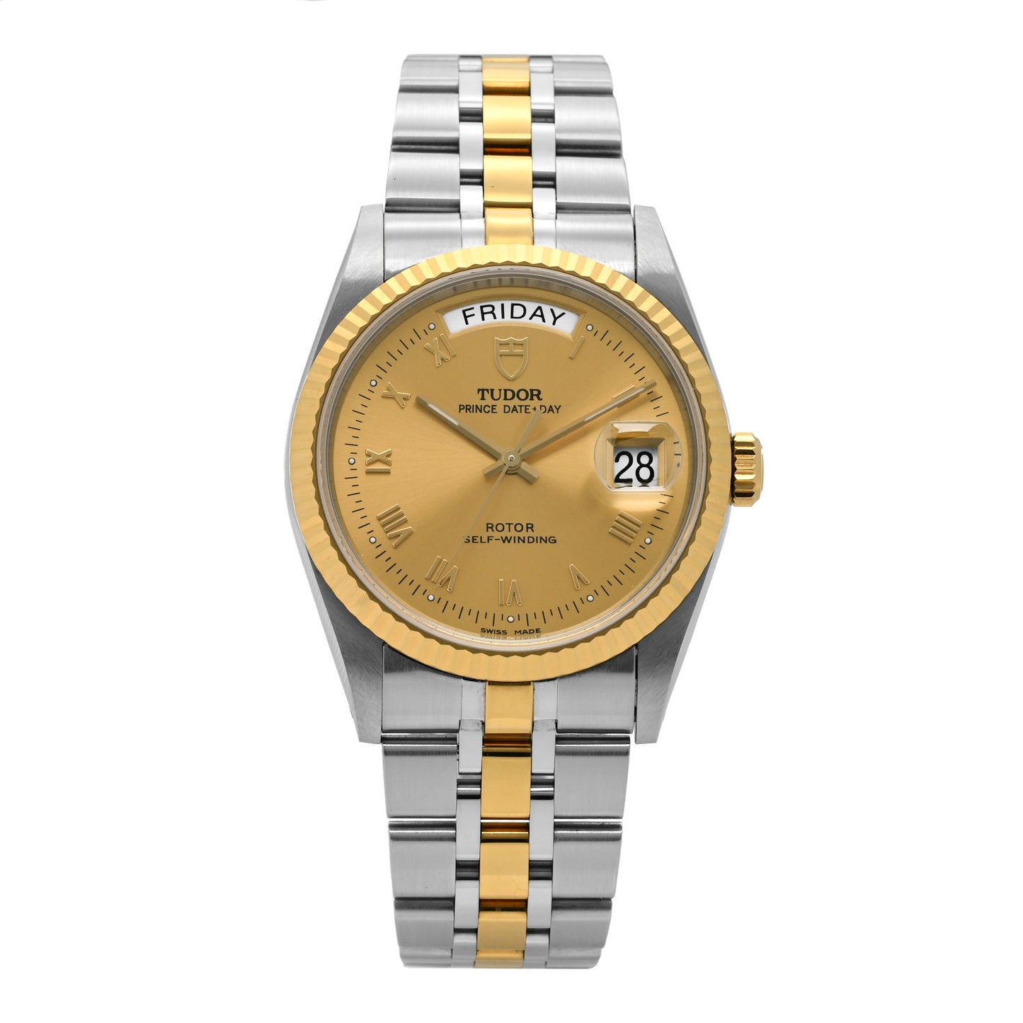Stainless Steel 18K Yellow Gold 36mm Prince Day-Date Automatic Watch Champagne 76213