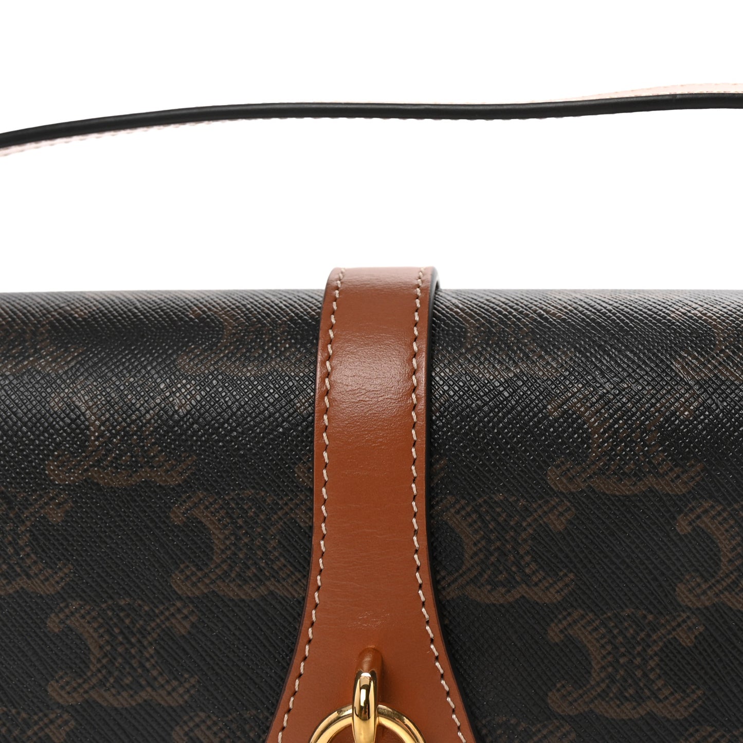 Triomphe Canvas Calfskin Tabou Clutch on Strap Tan