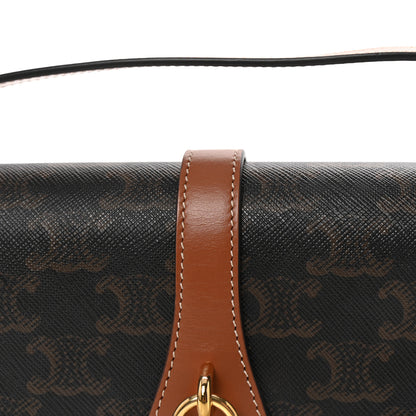 Celine Triomphe Canvas Calfskin Tabou Clutch on Strap Tan 7 of 9