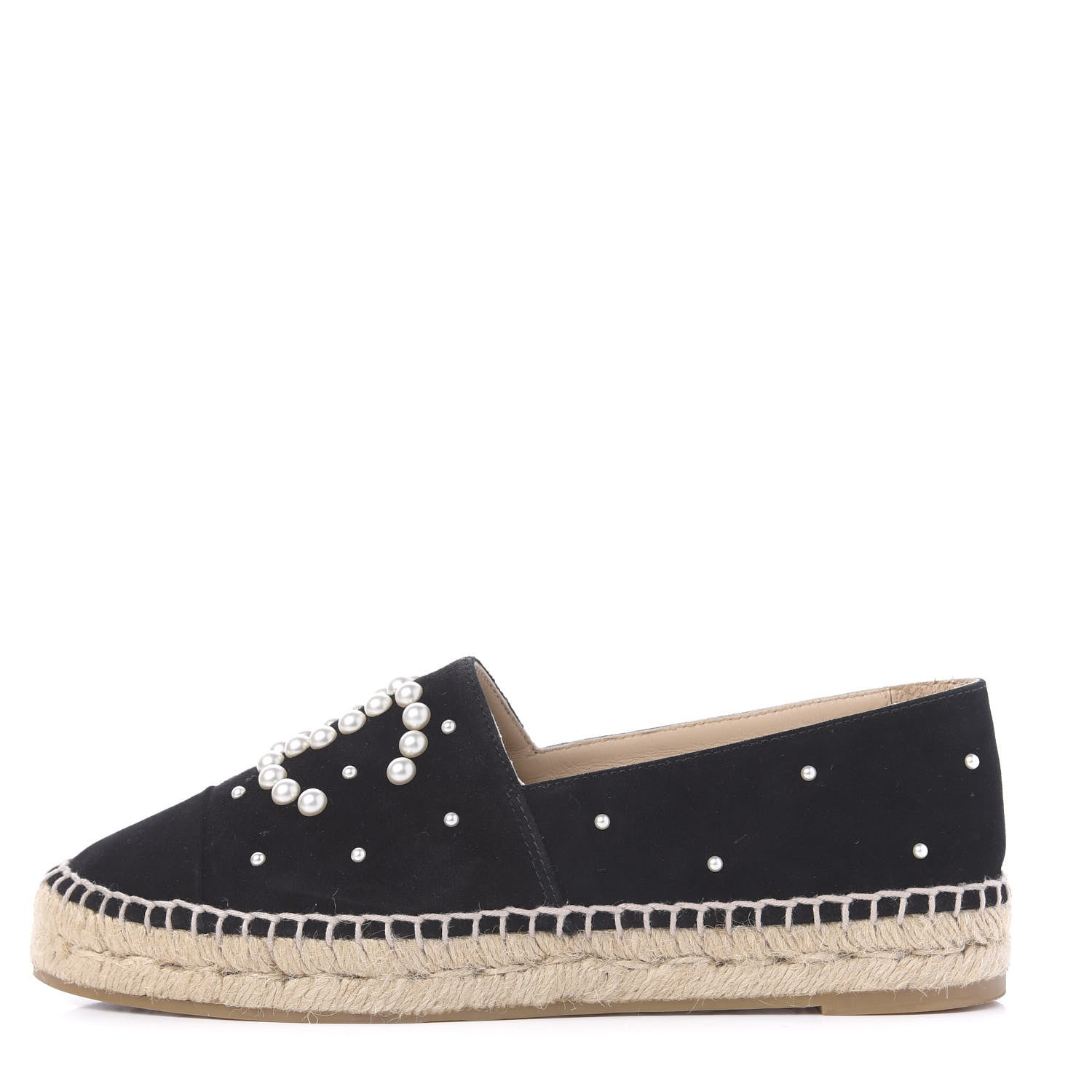 Chanel Suede Pearl CC Espadrilles 39 Black 1 of 9