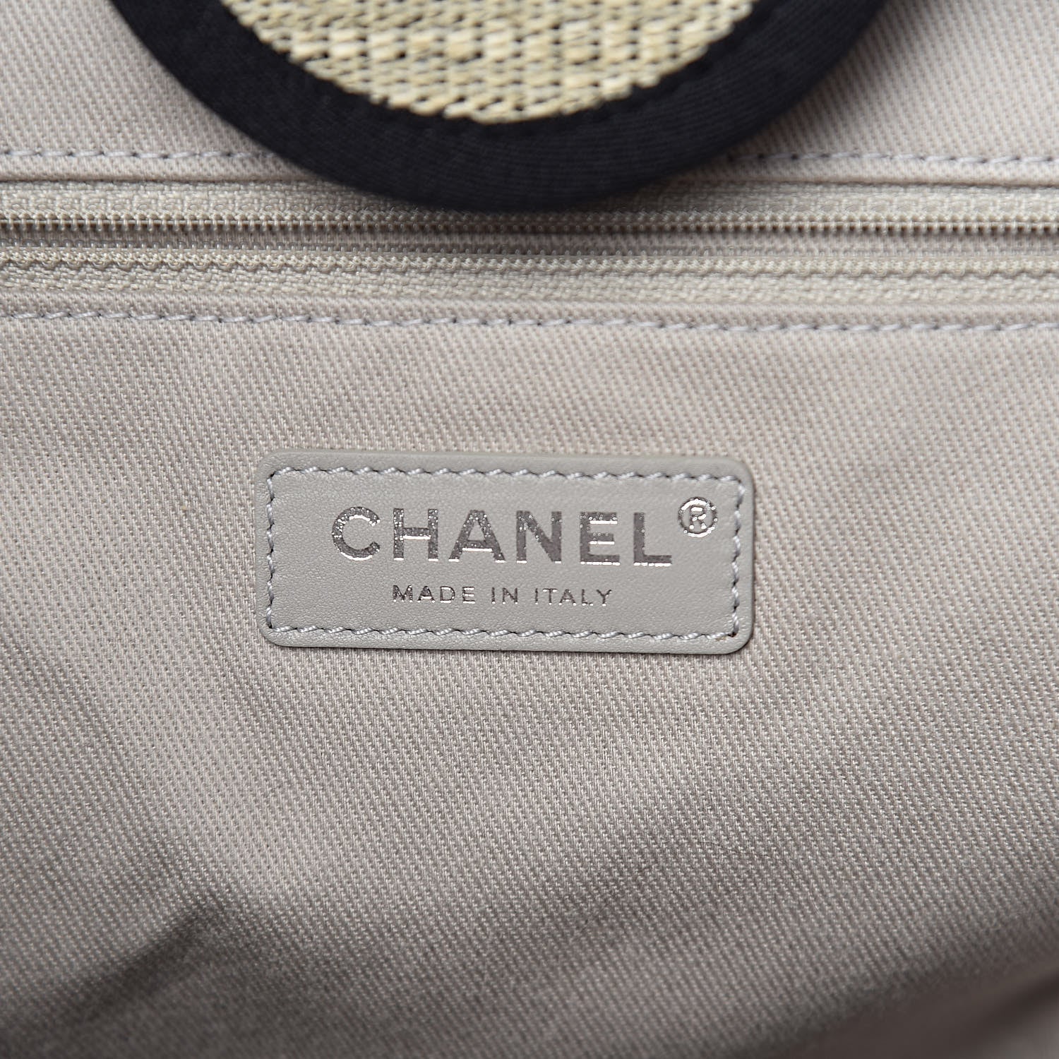 Chanel Striped Canvas Medium Deauville Tote Grey Black 6 of 9