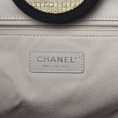 Chanel Striped Canvas Medium Deauville Tote Grey Black 6 of 9