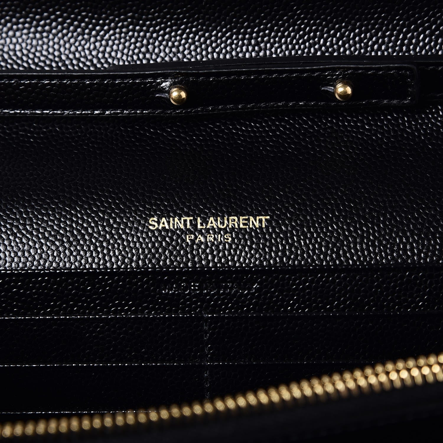 Saint Laurent Grain De Poudre Matelasse Chevron Monogram Chain Wallet Black 6 of 8