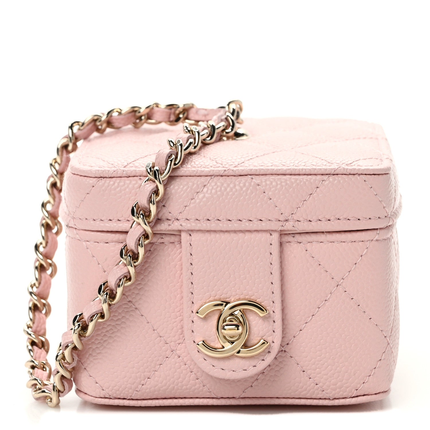 Chanel Caviar Quilted Mini Vanity Wrist Case With Chain Light Pink 1 of 12