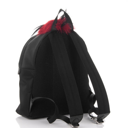 Fendi Nylon Vitello Dolce Elaphe Fox Fur Monster Eyes Backpack Black Natural Bordeaux Multicolor 4 of 8