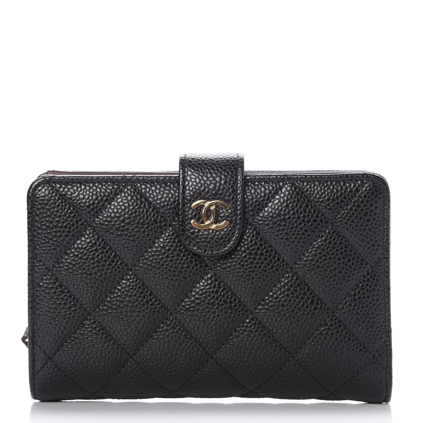 Caviar Quilted Zipped Pocket Wallet Black