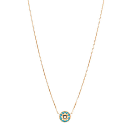 Christian Dior 18K Yellow Gold Diamond Turquoise Rose Des Vents Necklace 1 of 6