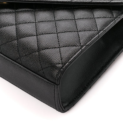 Saint Laurent Grain De Poudre Textured Mixed Matelasse Triquilt Medium Monogram Satchel Black 11 of 11