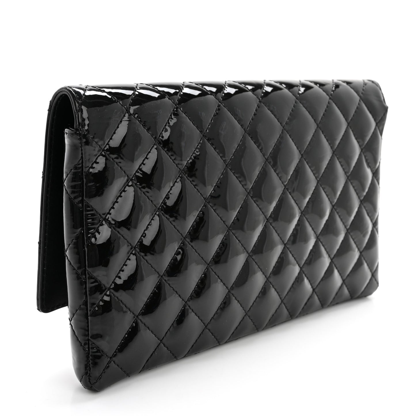 Patent Calfskin Quilted Reissue 2.55 Clutch So Black
