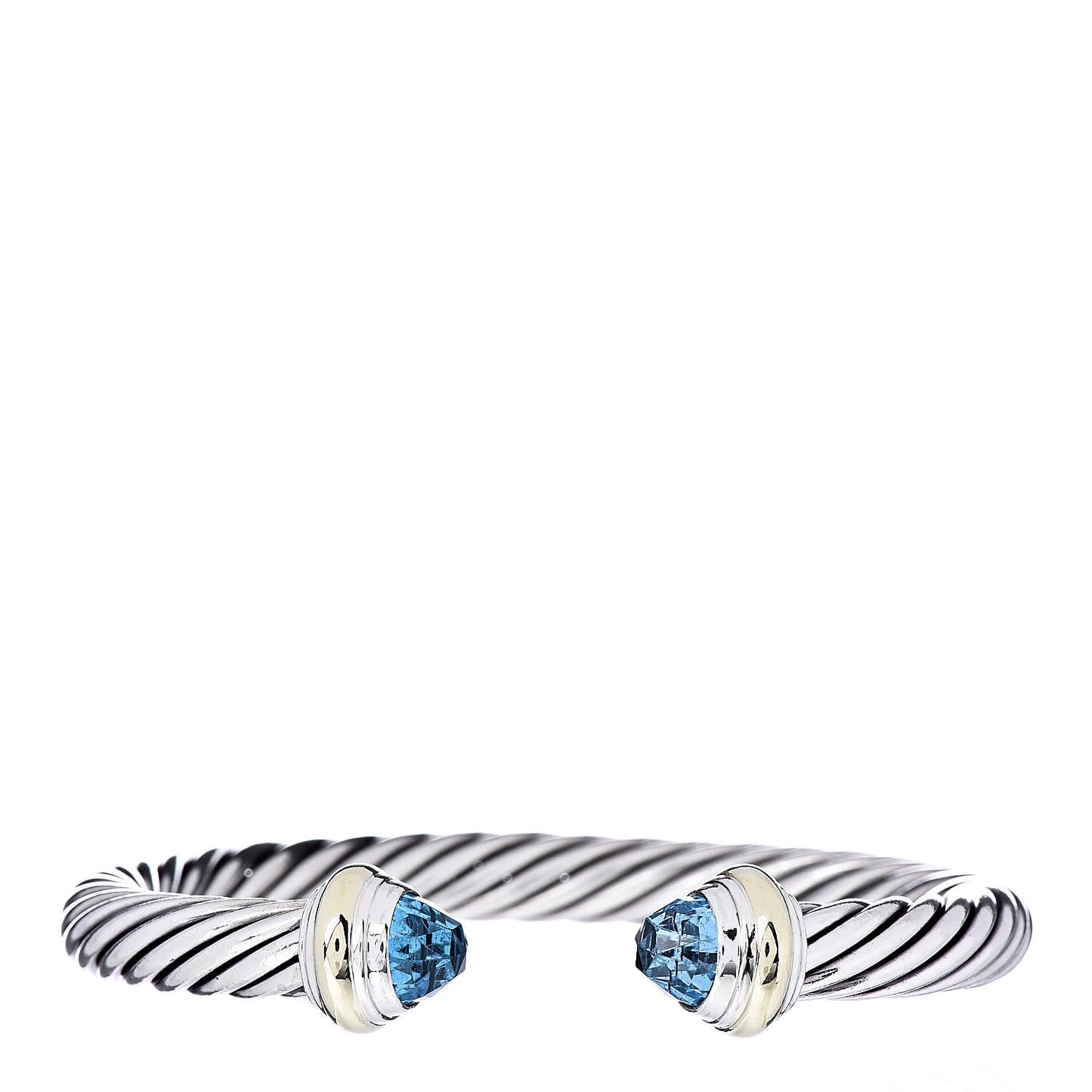 Sterling Silver 14K Yellow Gold Blue Topaz 7mm Cable Classics Bracelet