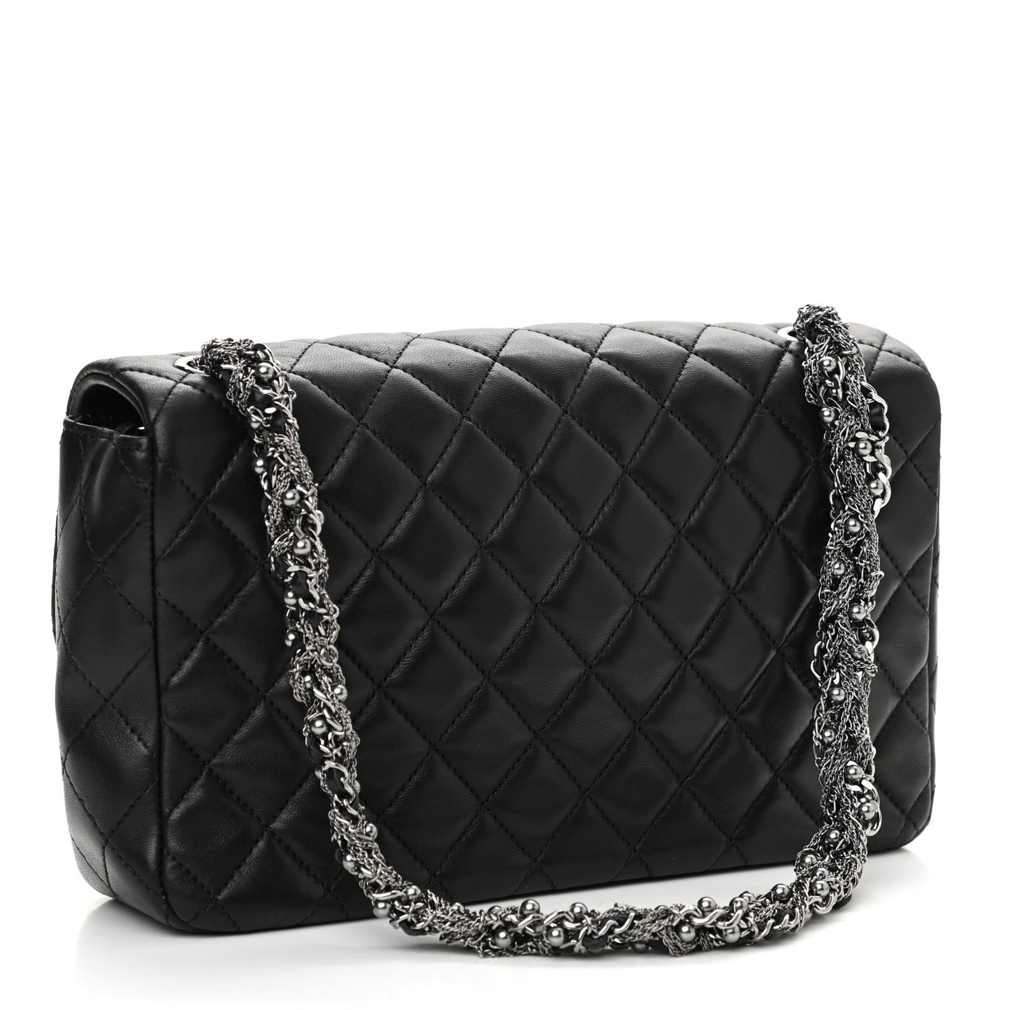 Lambskin Quilted Medium Westminster Pearl Flap Black