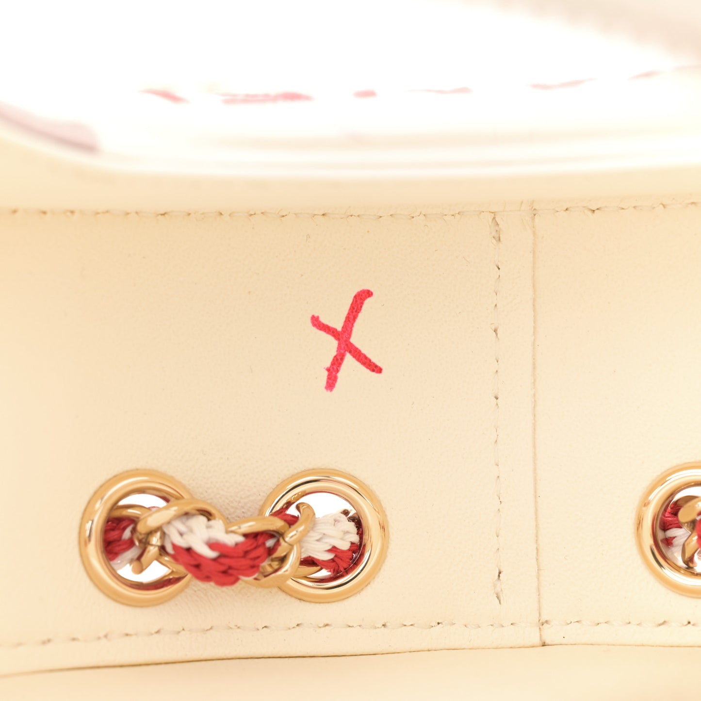 Lambskin Coco Lifesaver Round Bag Red White