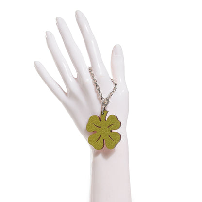 Hermes Chèvre Mysore Lucky Clover Key Chain Vert Anis Orange 2 of 4