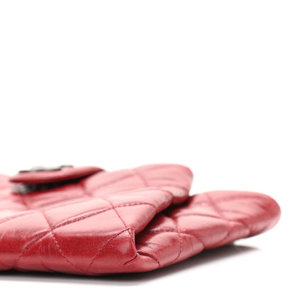Chanel Aged Calfskin Quilted Zip Clutch Dark Red 10 of 13