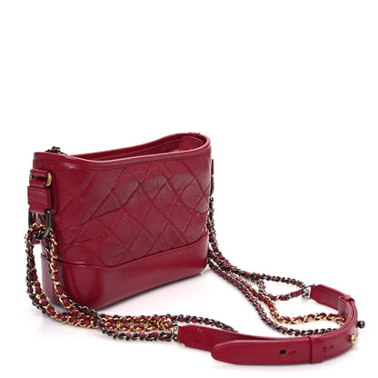Chanel Aged Calfskin Quilted Small Gabrielle Hobo Red 3 of 11