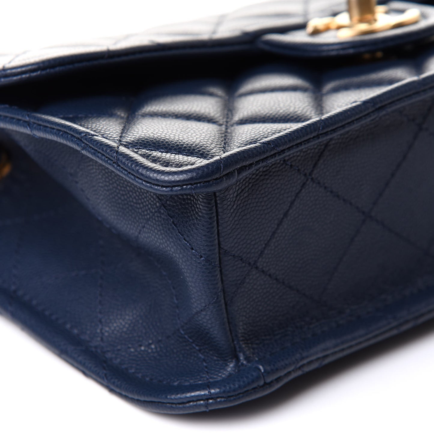 Caviar Quilted Medium Sweet Classic Flap Navy Blue