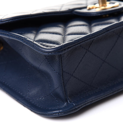 Chanel Caviar Quilted Medium Sweet Classic Flap Navy Blue 9 of 11