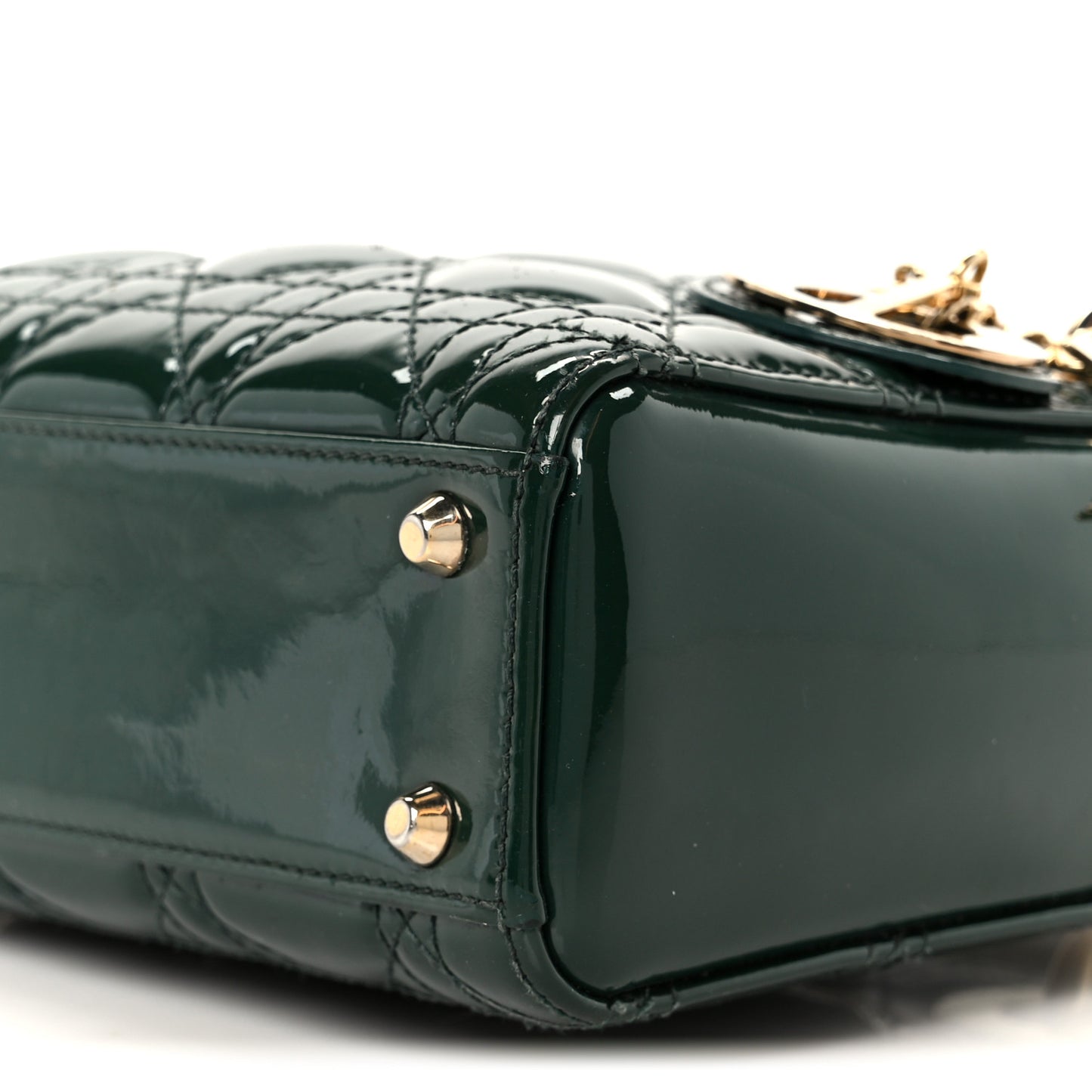 Patent Cannage Mini Lady Dior Pine Green