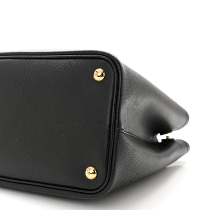 Prada Saffiano Cuir Small Double Bag Black Fuoco 10 of 12