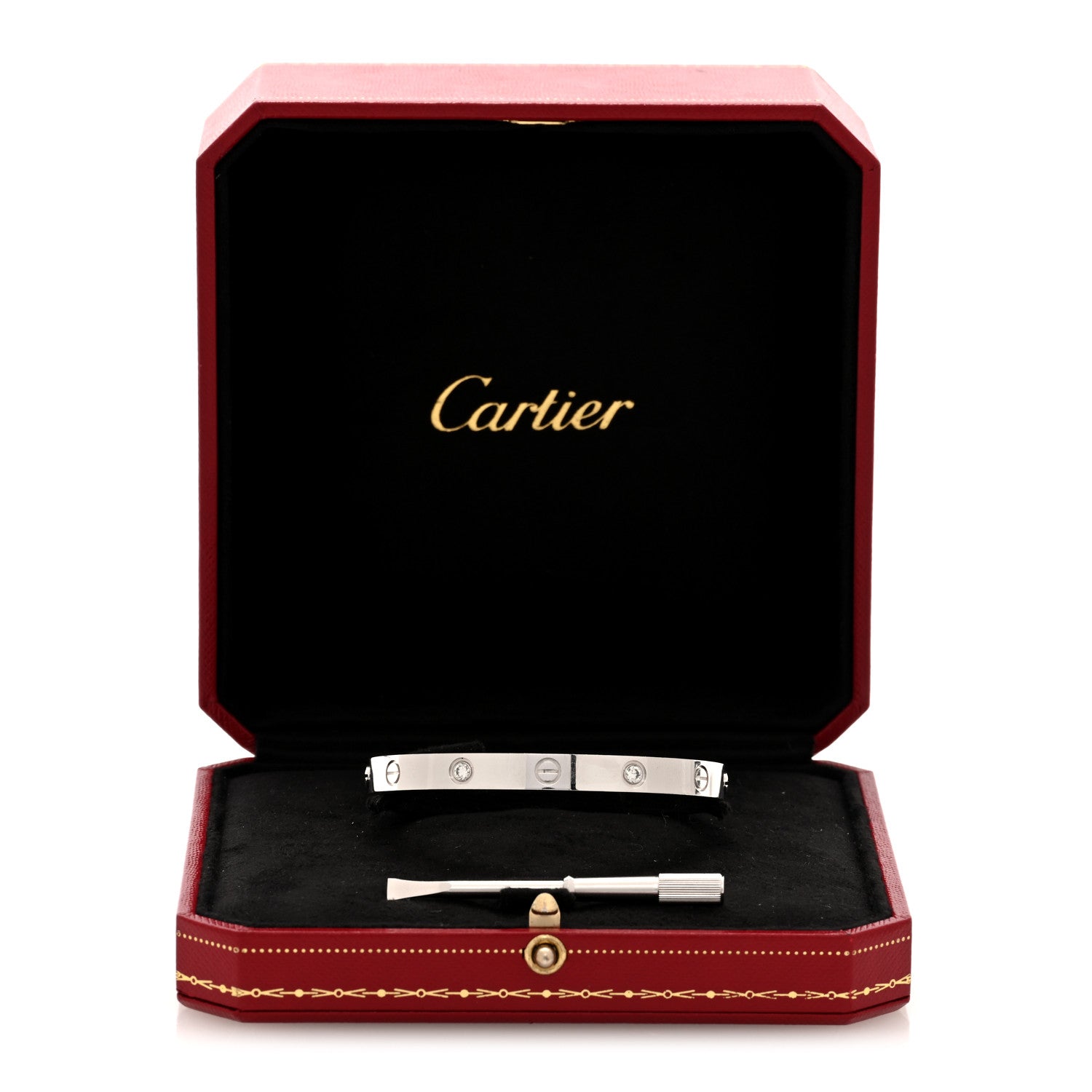 Cartier 18K White Gold 4 Diamond LOVE Bracelet 17 7 of 7