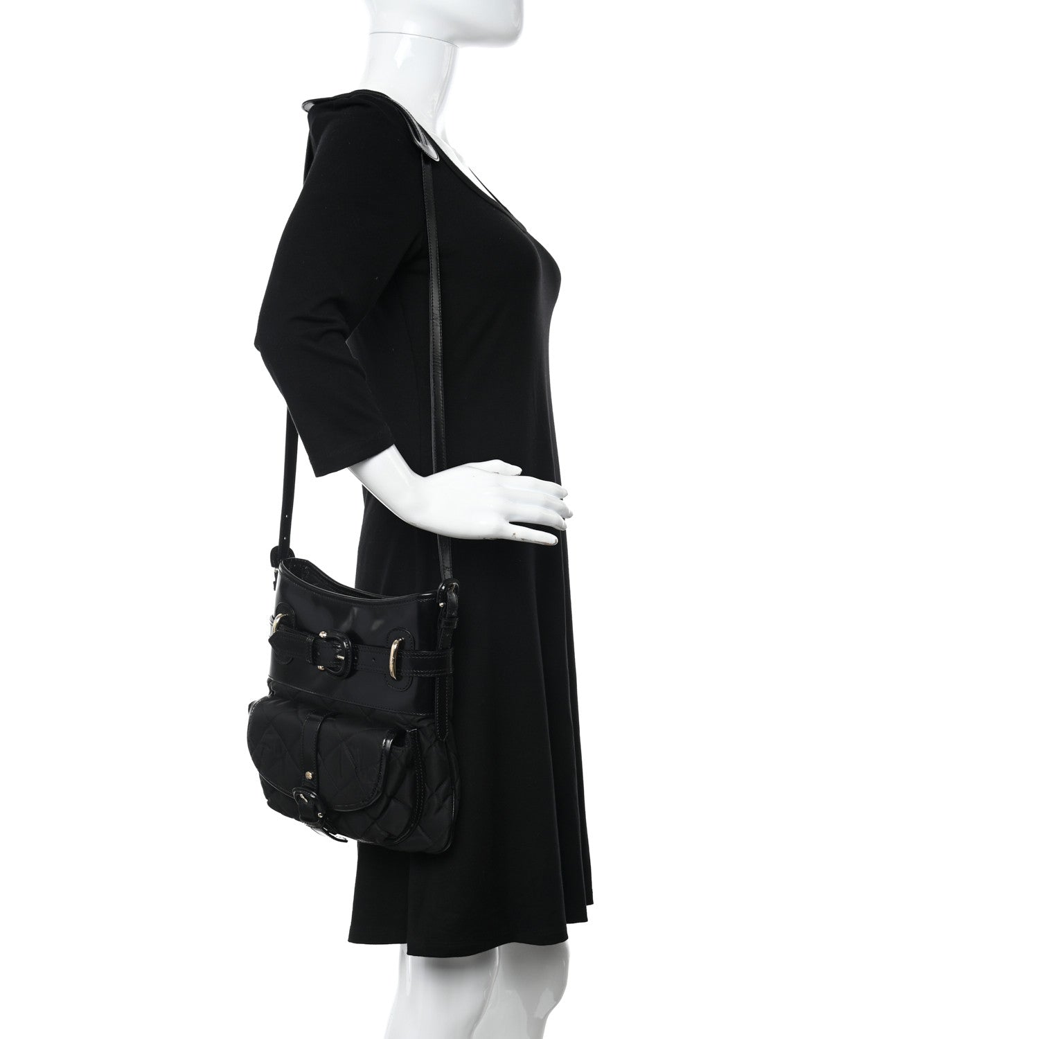 Burberry Nylon Calfskin Quilted Crossbody Bag Black 2 of 11