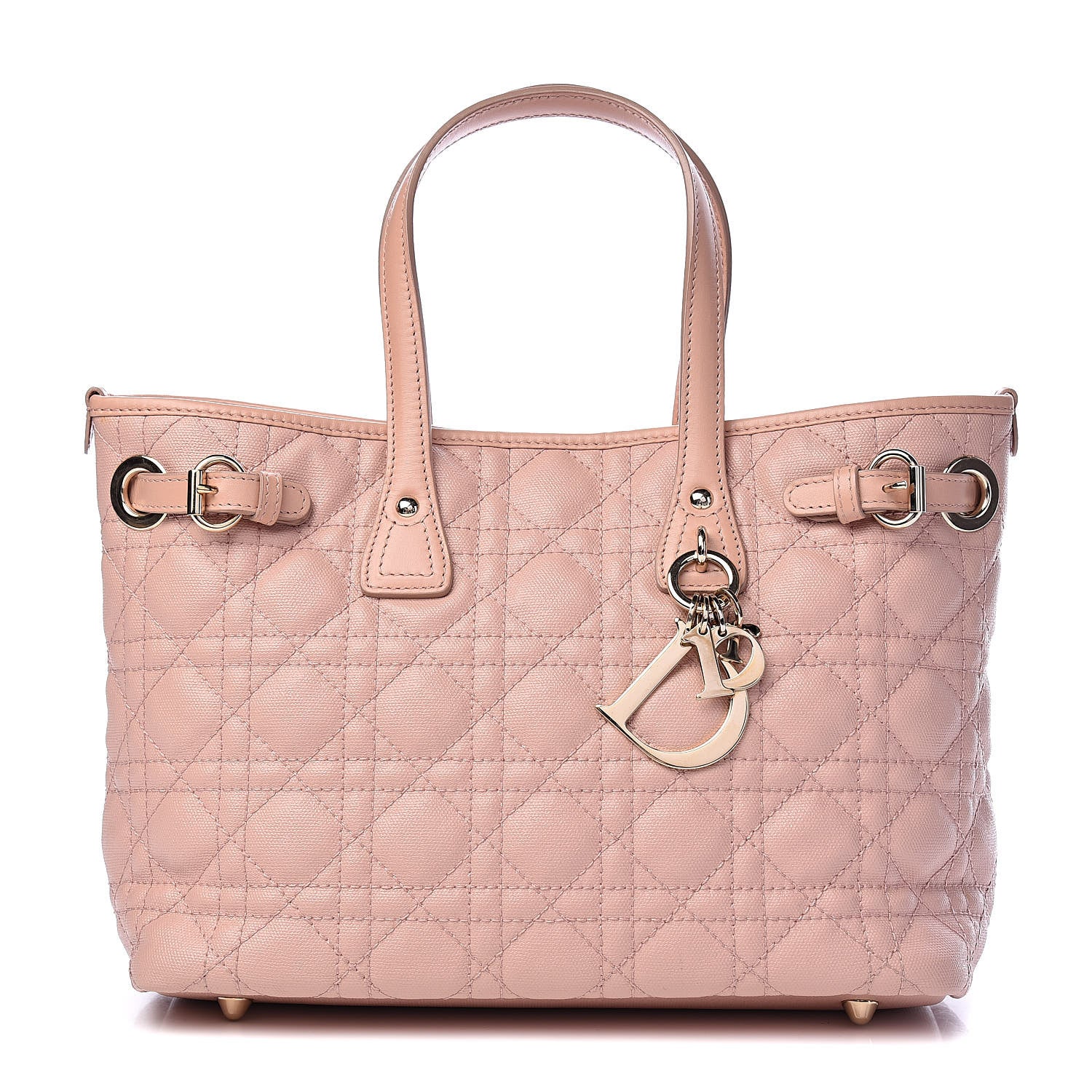 Christian Dior Coated Canvas Cannage Mini Panarea Tote Light Pink 1 of 10