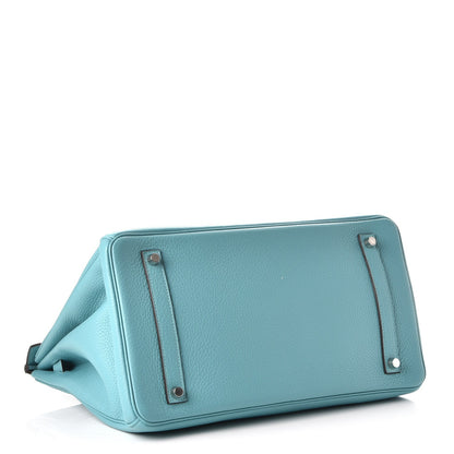 Hermes Taurillon Clemence Birkin 35 Bleu Atoll 5 of 36