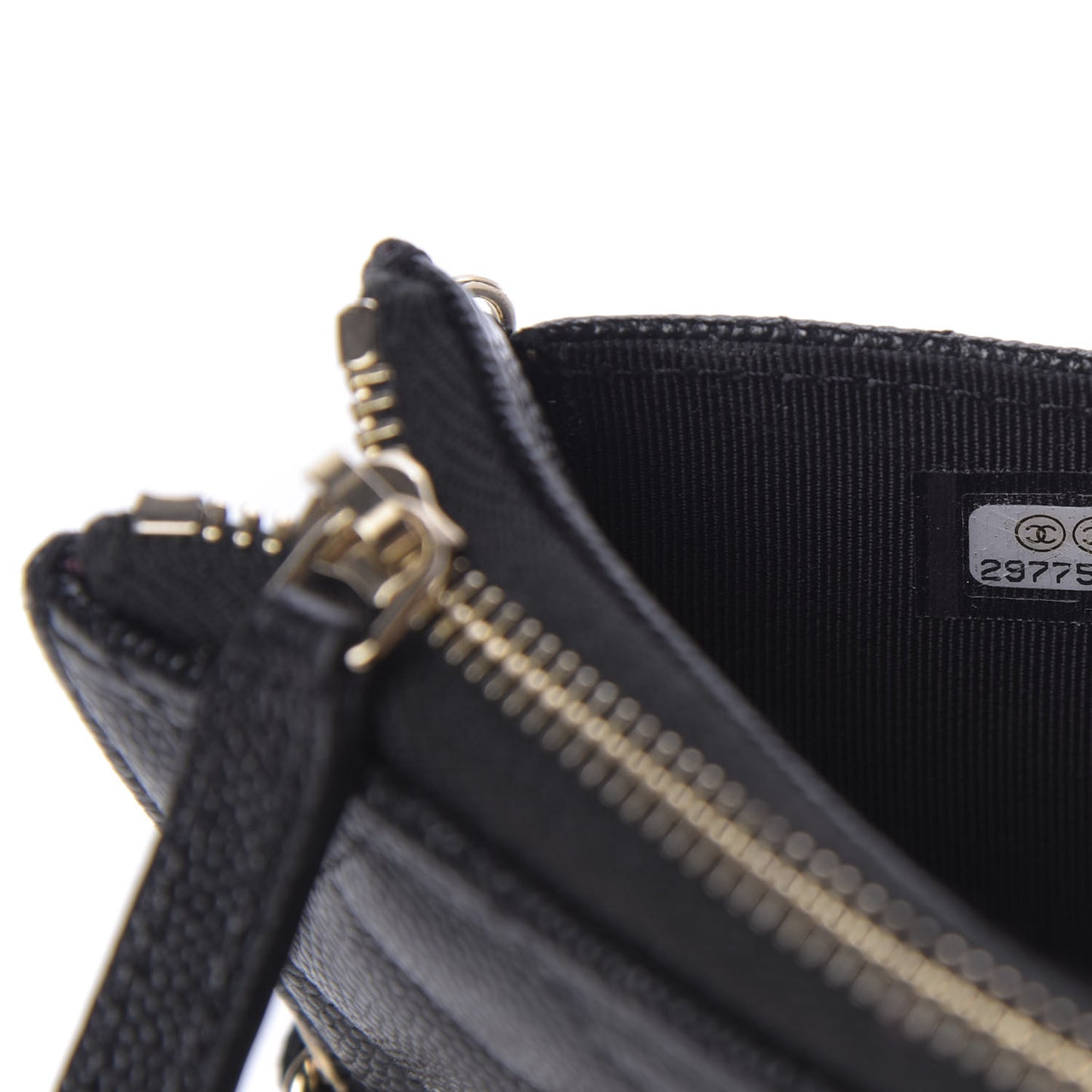 Caviar Quilted Classic Pouch With Handle Black