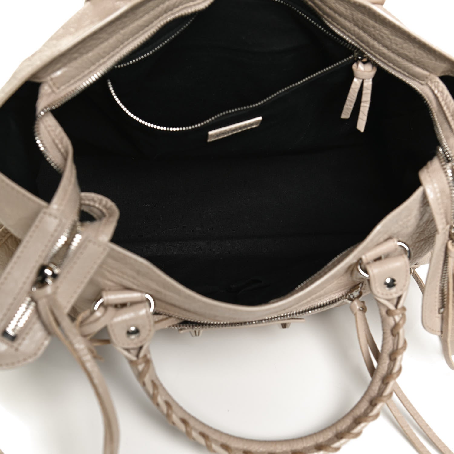 Balenciaga Agneau Classic Silver Hardware City Logo Strap Light Beige Black 5 of 12