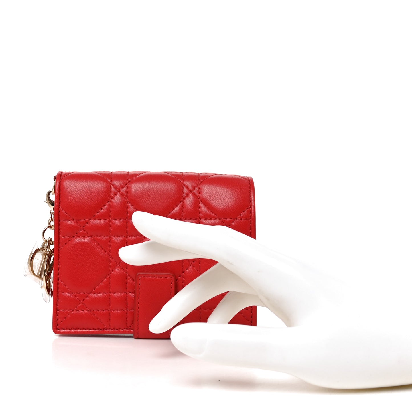 Lambskin Cannage Lady Dior Eden Wallet Rouge Vif